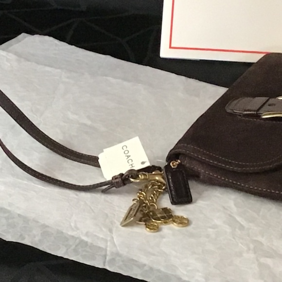 HOST PICK NWT Coach SOH Suede clutch with wristlet & brass chain & Charms - Picture 7 of 8